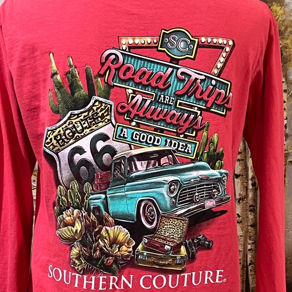 EUC SOUTHERN COUTURE Long Sleeve Tee w/Route 66 Back Design - Picture 5 of 7